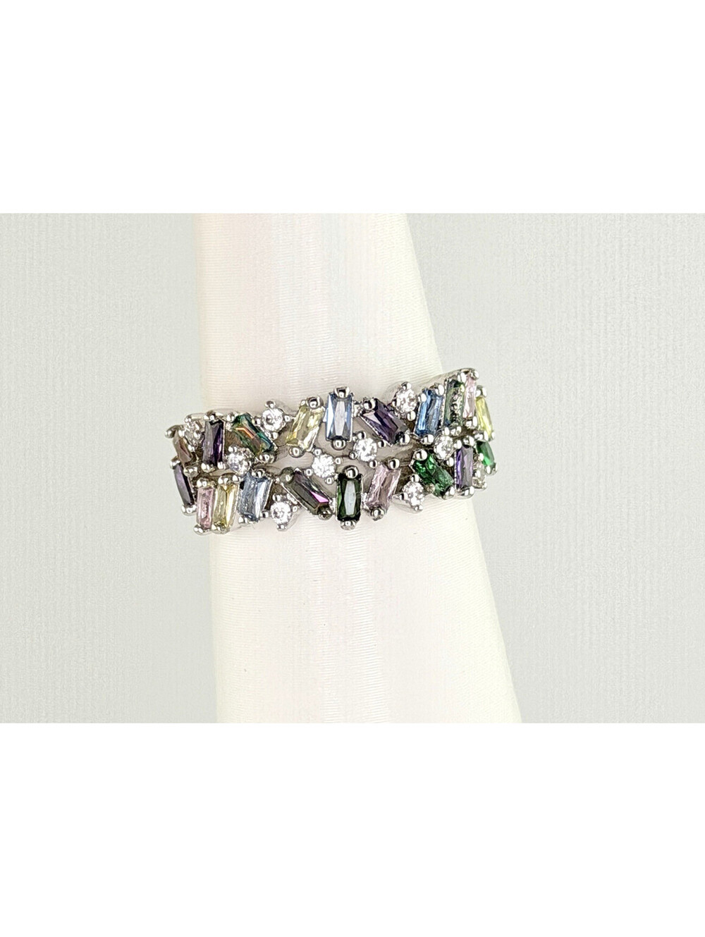Bomb Party Sz 7 Ring "Candyland Unicorn" RETRO Multicolor Cz on Rhodium